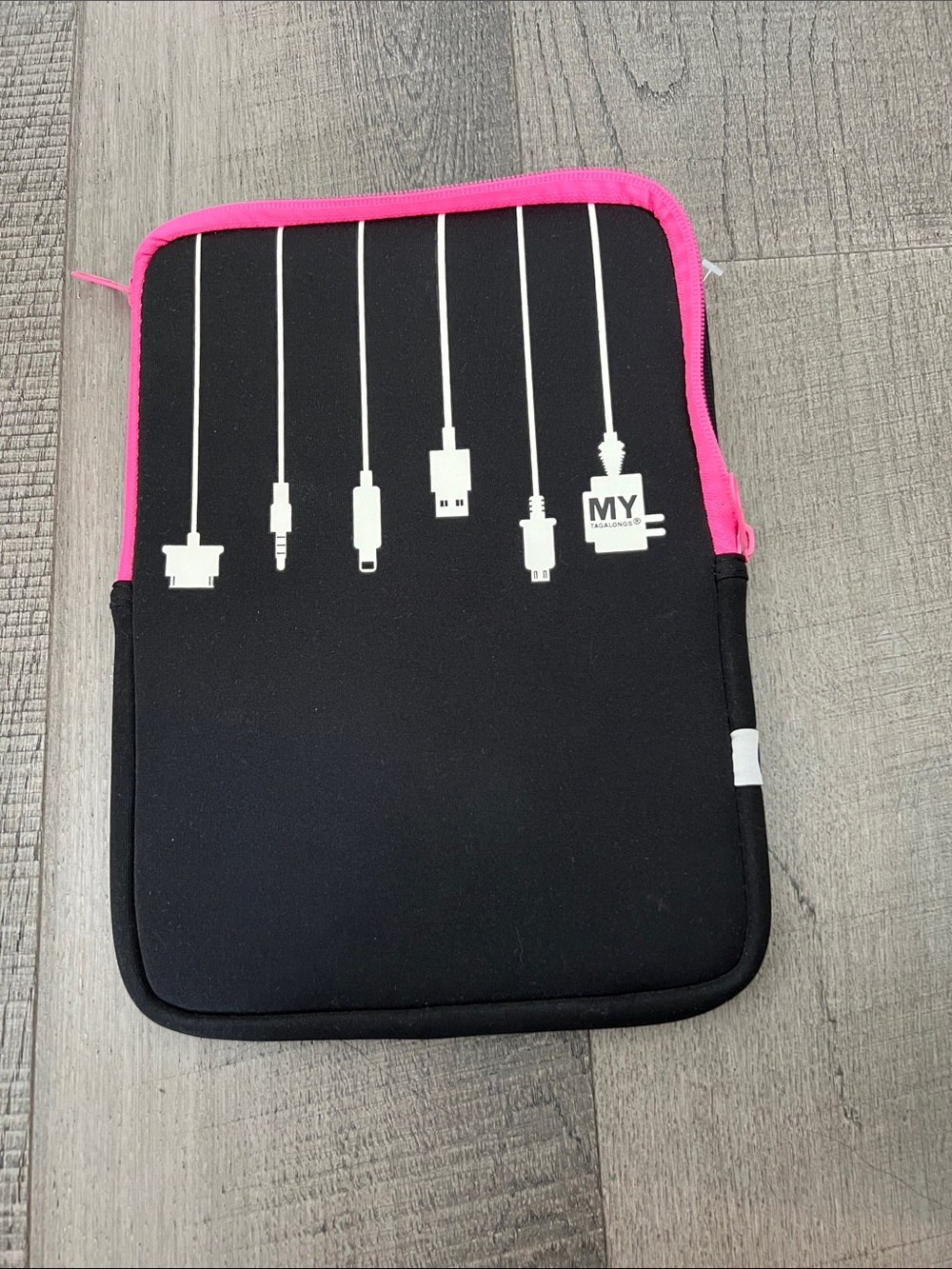 Tech Accessory Padded Sleeve with Pink Trim and Cable Print